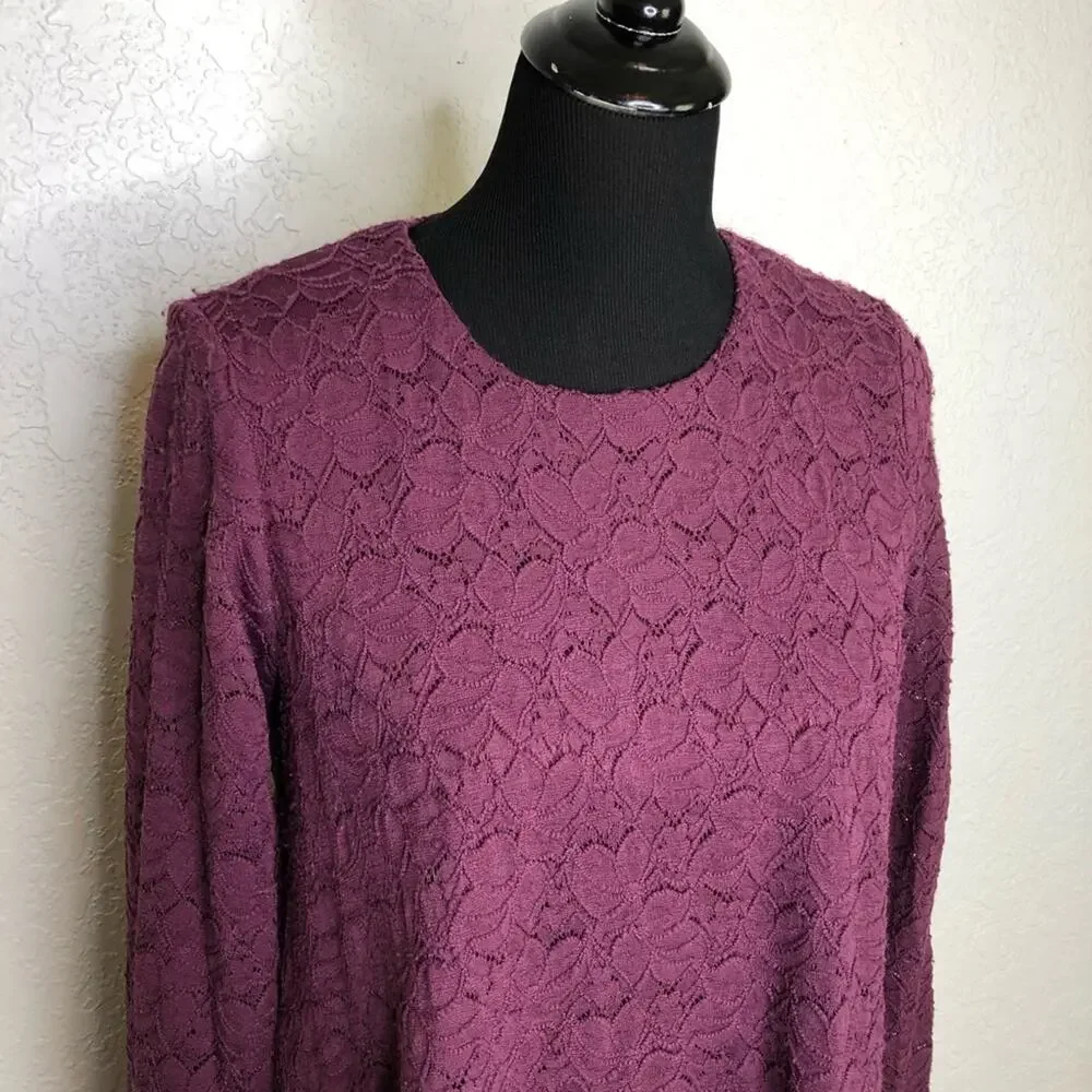Show Me Your Mumu Tyler Tunic maroon wine purple lace overlay dress size Medium